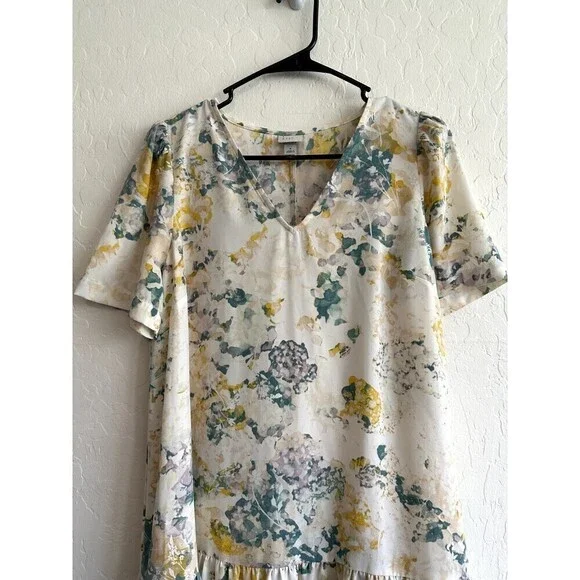 A New Day Short Sleeve Tie-Dye V-Neck Flare Dress Womens Size S White - Picture 8 of 16